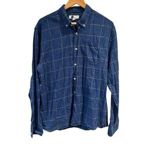 Boden‎ Double Cloth Shirt Blue Plaid 100% Cotton Size Large